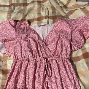 Shein pink and white dress